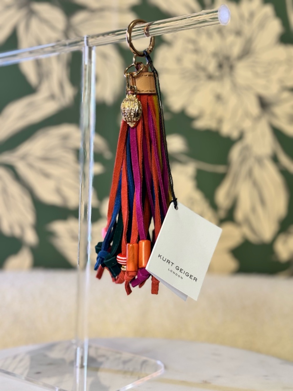 Kurt Geiger Rainbow Leather Tassel Gold Charm NIB - Picture 2 of 8